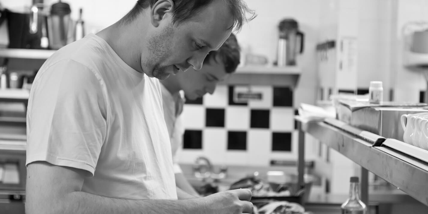 “Chef Mark Poynton plating a tasting menu dish at MJP @ The Shepherds”
